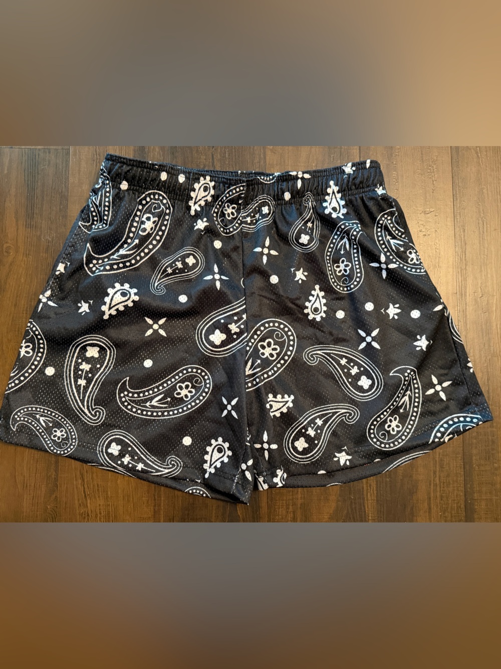 Bravest Studios Paisley Bandana Mesh Basketball Shorts Black White New